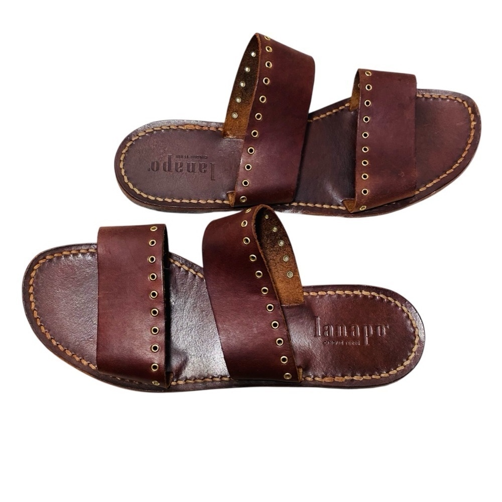 Lanapo Brown Italian Leather Studded Sandals Sz-9 (40) - Picture 3 of 5